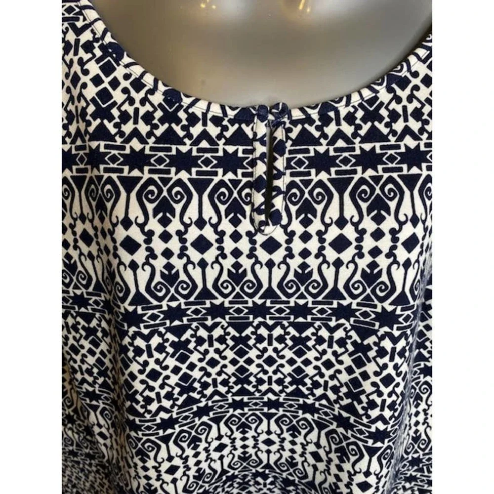 Talbots Womens A Line Knit Geometric Sleeveless Dress Navy White 2X - Picture 4 of 5